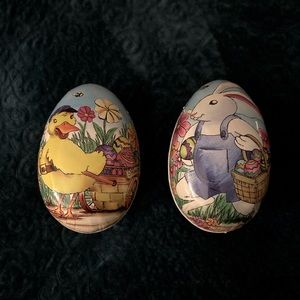 3 vintage paper mache Easter egg containers